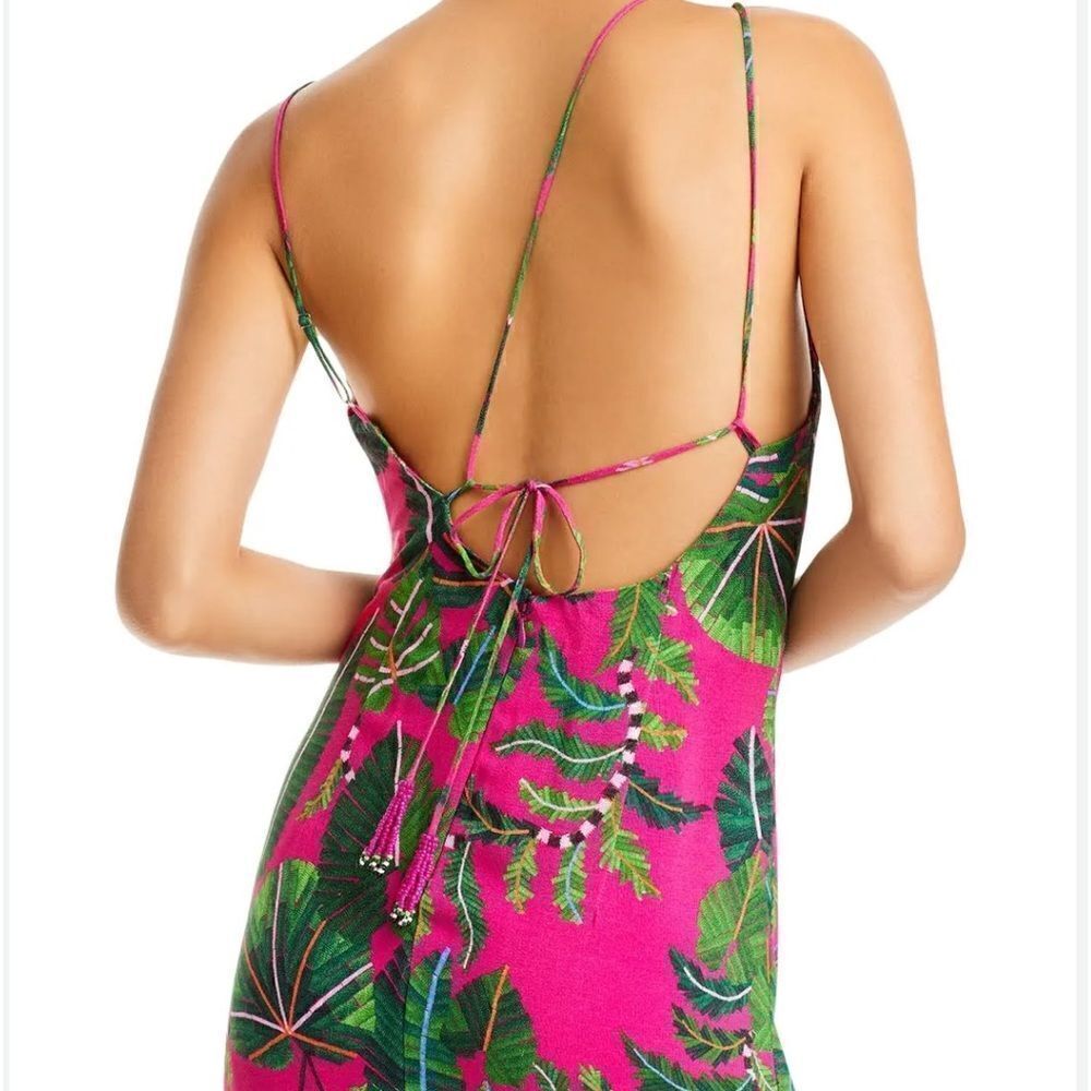 Farm Rio Women’s Pink Leaves Midi Dress NWT $280 - Picture 11 of 13